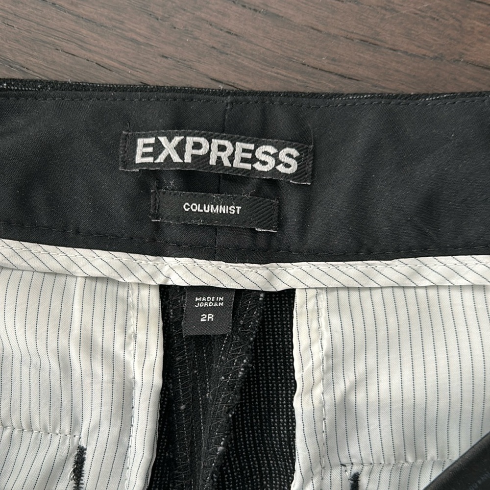 Express Columnist size 2R black pants with grey pinstripe